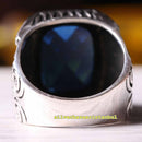 Big Eye Eagle Style Handmade 925 Sterling Silver Sapphire Mens Ring silverbazaaristanbul 