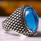Blue Aquamarine Stone 925 Sterling Silver Mens Ring silverbazaaristanbul 
