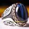 Blue Tigers Eye Natural Stone Handmade 925 Sterling Silver Men Ring silverbazaaristanbul 