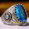 Bright Aquamarine Stone Turkish Jewelry 925 Sterling Silver Mens Ring silverbazaaristanbul 