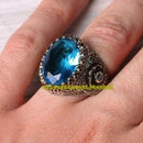 Bright Aquamarine Stone Turkish Jewelry 925 Sterling Silver Mens Ring silverbazaaristanbul 