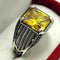 Bright Yellow Citrine Stone 925 Sterling Silver Mens Ring silverbazaaristanbul 