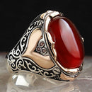 Carnelian Agate Aqeeq 925 Sterling Silver Elegant Mens Ring silverbazaaristanbul 