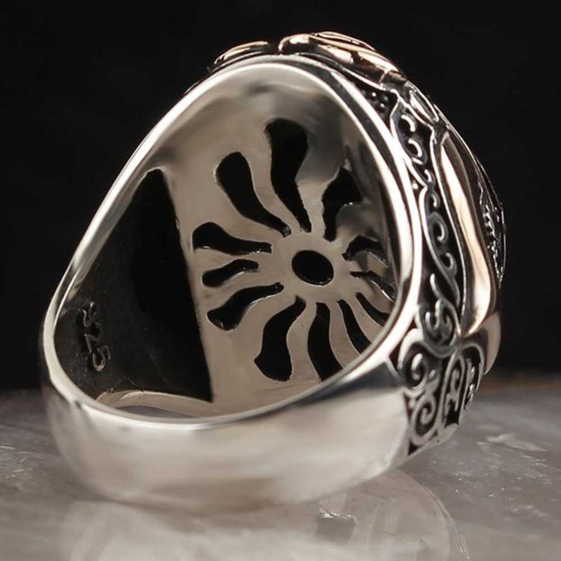 Carnelian Agate Aqeeq 925 Sterling Silver Elegant Mens Ring silverbazaaristanbul 