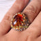 Citrine and Orange Fossil Amber 925 Sterling Silver Mens Ring silverbazaaristanbul 