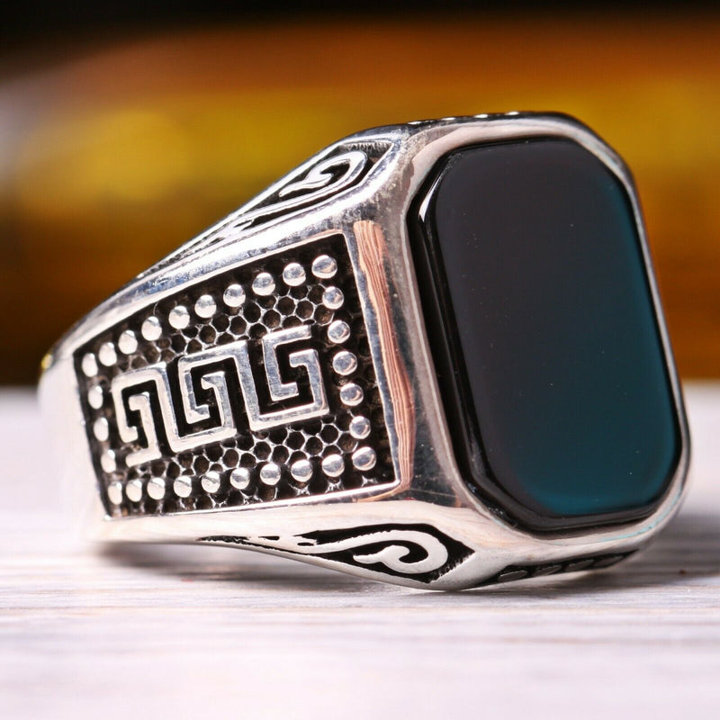 Classic 925 Sterling Silver Black Onyx Stone Mens Ring silverbazaaristanbul 