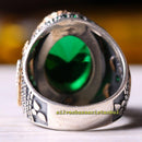 Clean Green Emerald Handmade 925 Sterling Silver Luxury Mens Ring silverbazaaristanbul 