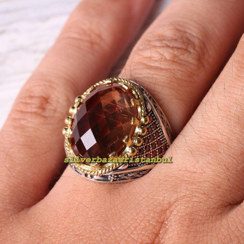 Alexandrite and citrine ring top
