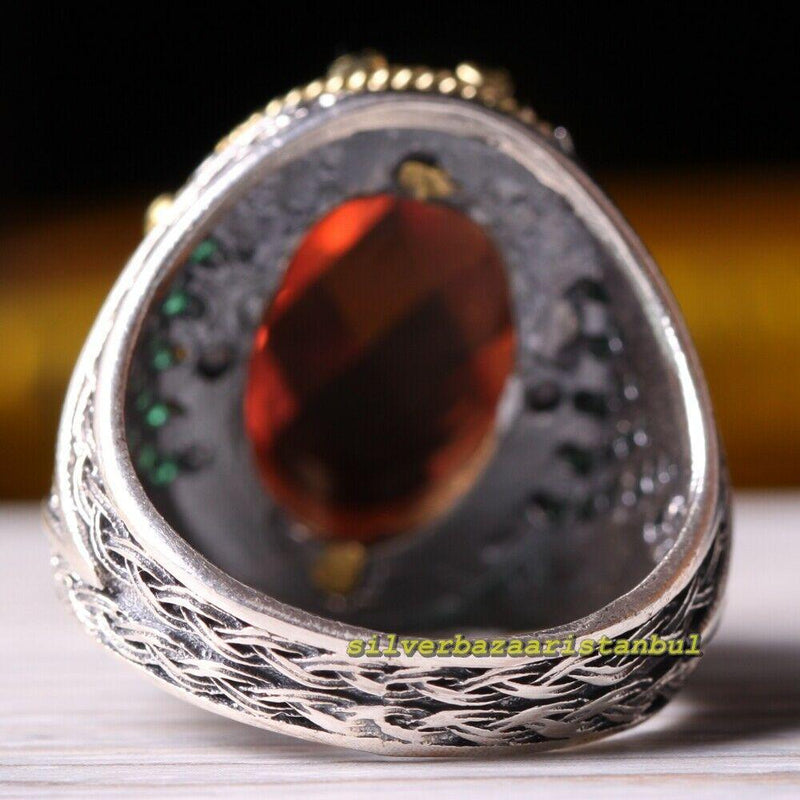 Color Changing Alexandrite and Emerald 925 Sterling Silver Mens Ring silverbazaaristanbul 