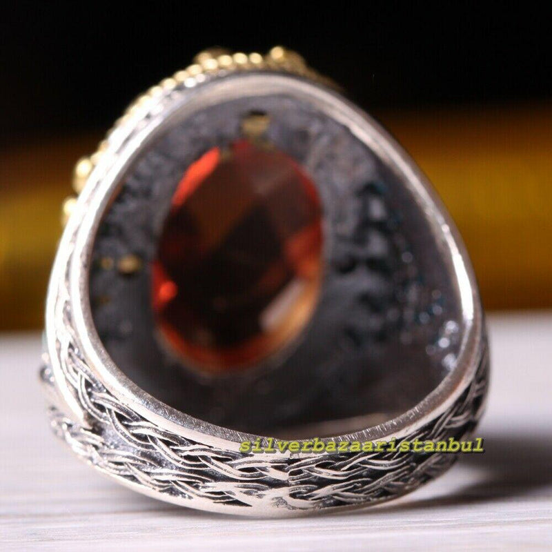 Color Changing Alexandrite and Turquoise 925 Sterling Silver Mens Ring silverbazaaristanbul 
