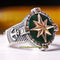 Compass Style Green Agate Stone 925 Sterling Silver Mens Ring silverbazaaristanbul 
