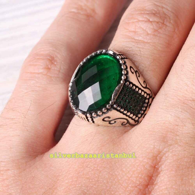 Copy of 925 Sterling Eagle Sapphire and Onyx Stone Mens Ring silverbazaaristanbul 