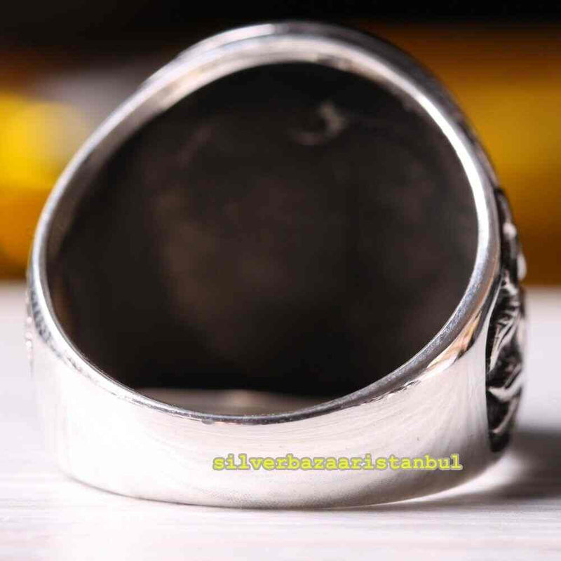 Copy of 925 Sterling Eagle Sapphire and Onyx Stone Mens Ring silverbazaaristanbul 