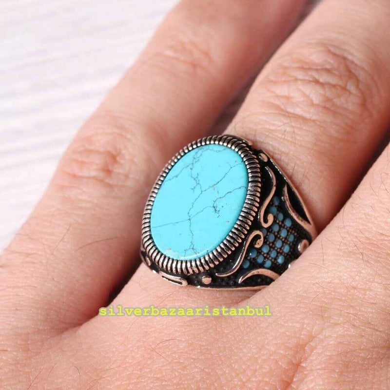 Copy of 925 Sterling Eagle Sapphire and Onyx Stone Mens Ring silverbazaaristanbul 