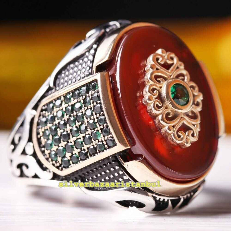 Copy of 925 Sterling Eagle Sapphire and Onyx Stone Mens Ring silverbazaaristanbul 