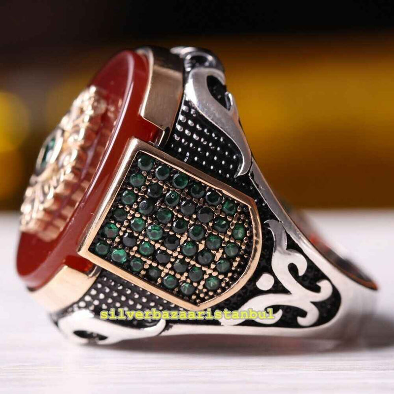 Copy of 925 Sterling Eagle Sapphire and Onyx Stone Mens Ring silverbazaaristanbul 