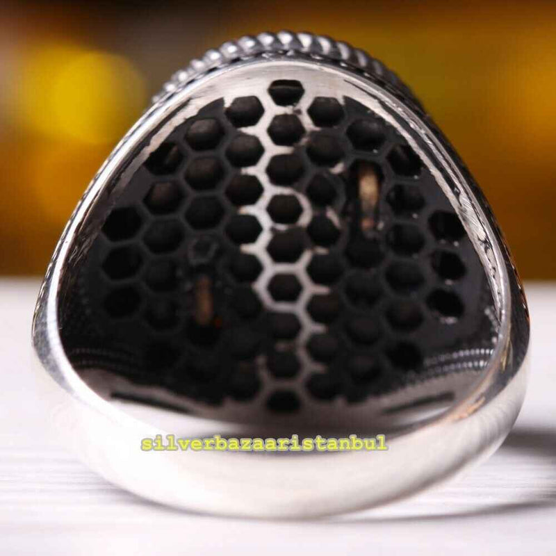 Copy of 925 Sterling Eagle Sapphire and Onyx Stone Mens Ring silverbazaaristanbul 