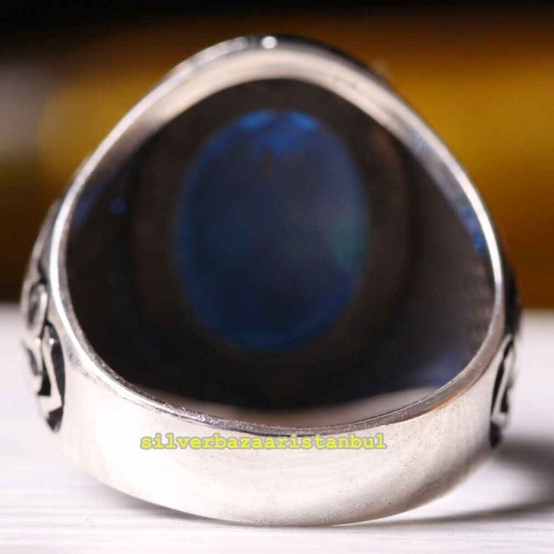 Copy of 925 Sterling Eagle Sapphire and Onyx Stone Mens Ring silverbazaaristanbul 