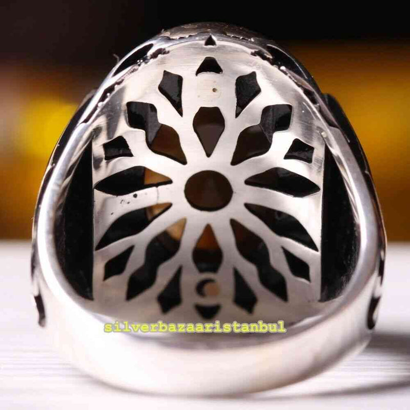 Copy of 925 Sterling Eagle Sapphire and Onyx Stone Mens Ring silverbazaaristanbul 