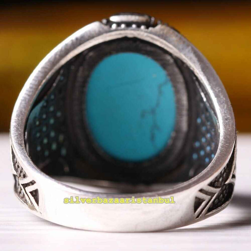 Copy of 925 Sterling Eagle Sapphire and Onyx Stone Mens Ring silverbazaaristanbul 