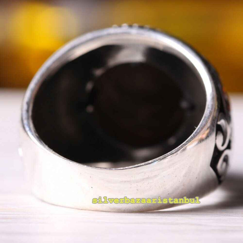 Copy of 925 Sterling Eagle Sapphire and Onyx Stone Mens Ring silverbazaaristanbul 
