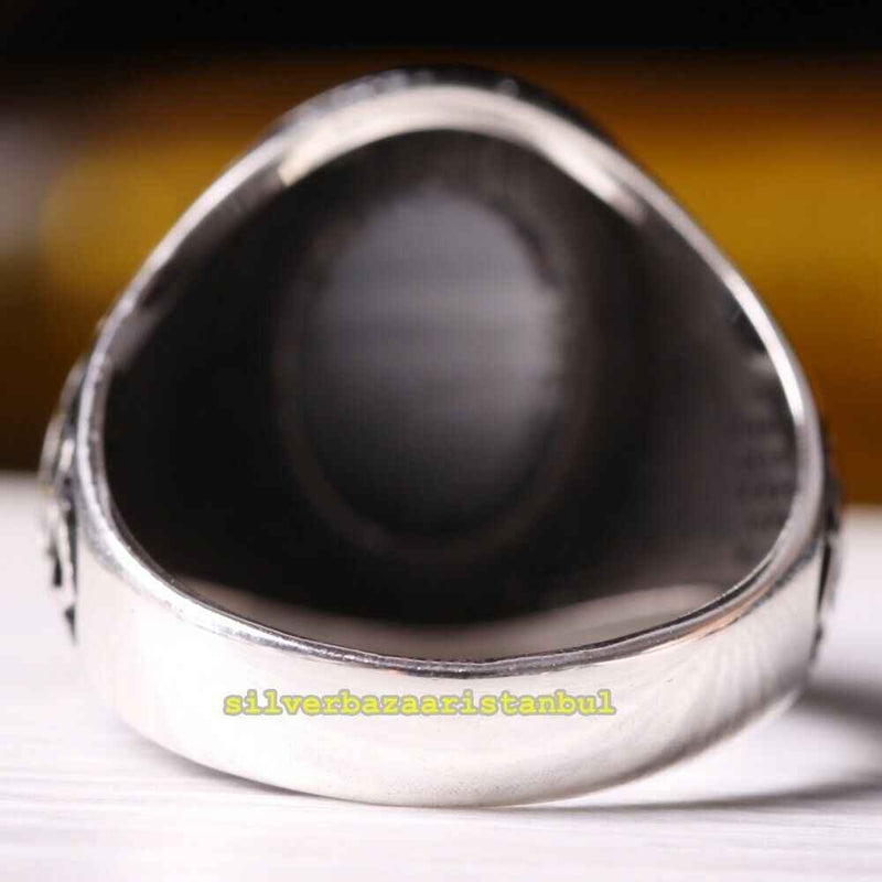 Copy of 925 Sterling Eagle Sapphire and Onyx Stone Mens Ring silverbazaaristanbul 