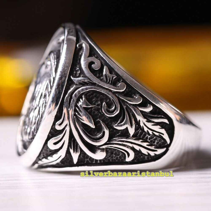 Copy of 925 Sterling Eagle Sapphire and Onyx Stone Mens Ring silverbazaaristanbul 