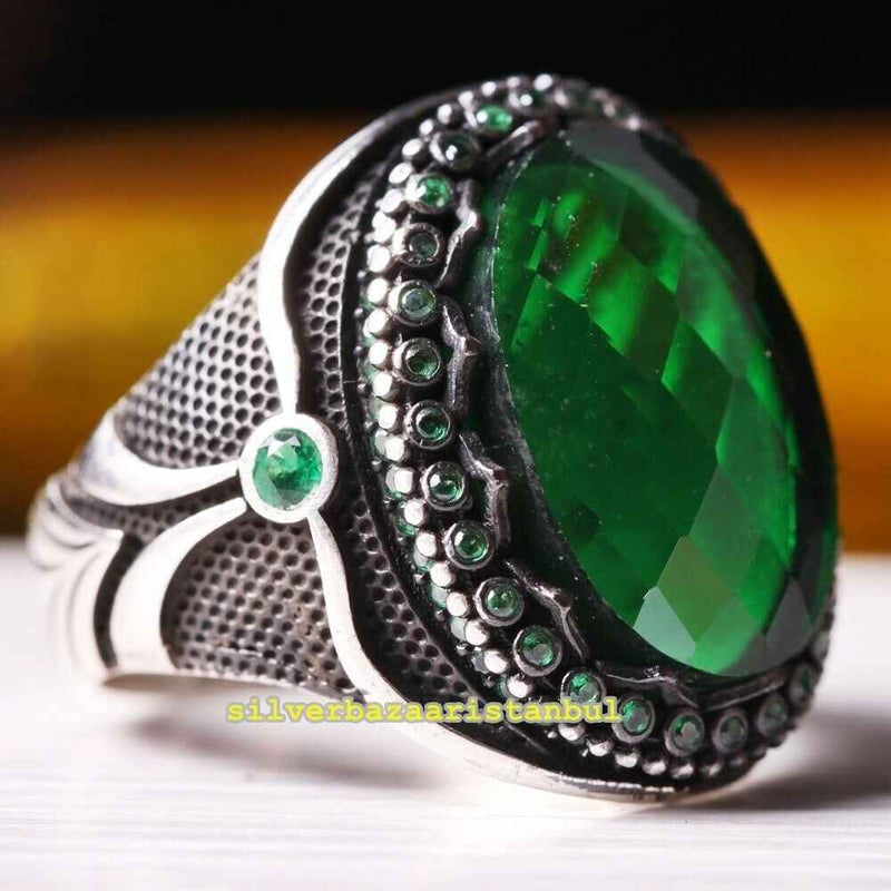 Copy of 925 Sterling Eagle Sapphire and Onyx Stone Mens Ring silverbazaaristanbul 