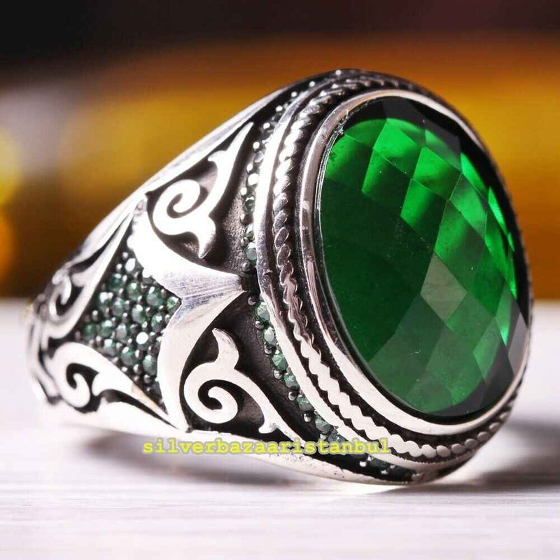 Copy of 925 Sterling Eagle Sapphire and Onyx Stone Mens Ring silverbazaaristanbul 