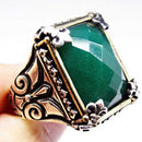 Copy of 925 Sterling Silver Handmade Full Small Green Emerald Stone Mens Ring silverbazaaristanbul 