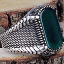 Copy of 925 Sterling Silver Handmade Full Small Green Emerald Stone Mens Ring silverbazaaristanbul 