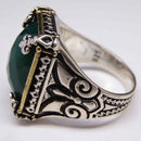 Copy of 925 Sterling Silver Handmade Full Small Green Emerald Stone Mens Ring silverbazaaristanbul 