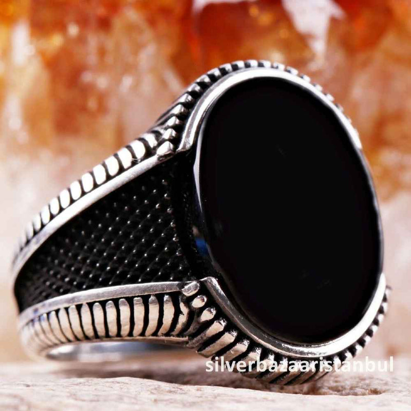 Copy of 925 Sterling Silver Special Black Onyx Stone Mens Ring silverbazaaristanbul 