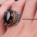 Crown Style 925 Sterling Silver Onyx Stone Ring for Men silverbazaaristanbul 