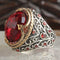 Crystal Cut Red Ruby Stone 925 Sterling Silver Mens Ring silverbazaaristanbul 