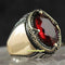 Curved Ruby Handmade 925 Sterling Silver Red Mens Ring silverbazaaristanbul 