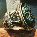 Customizable Hand Engraved Natural Aqeeq 925 Sterling Silver Mens Ring silverbazaaristanbul 