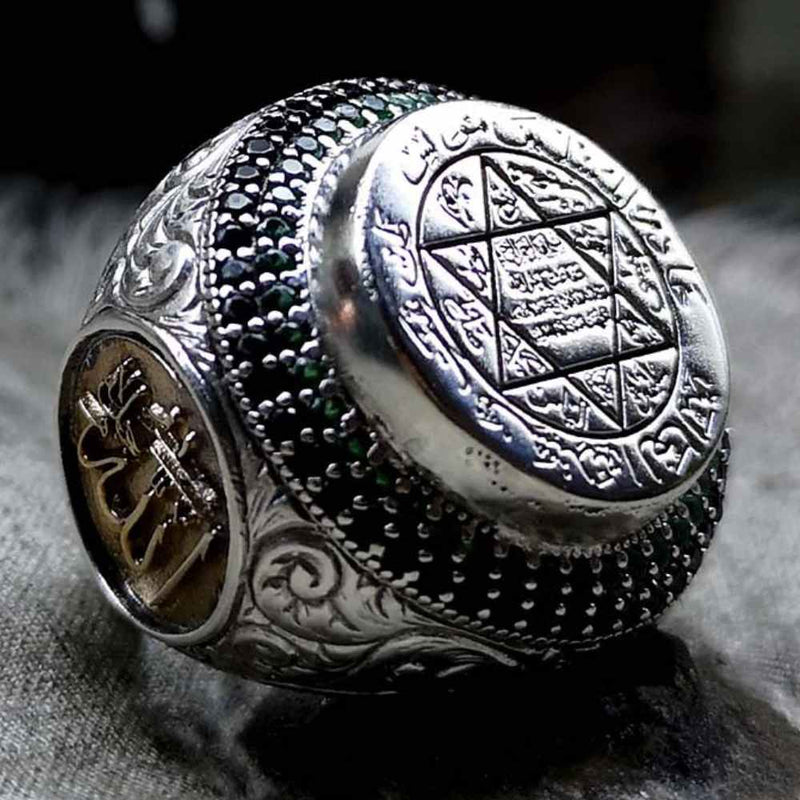 Customizable Seal of Solomon 925 Sterling Silver Mens Ring silverbazaaristanbul 