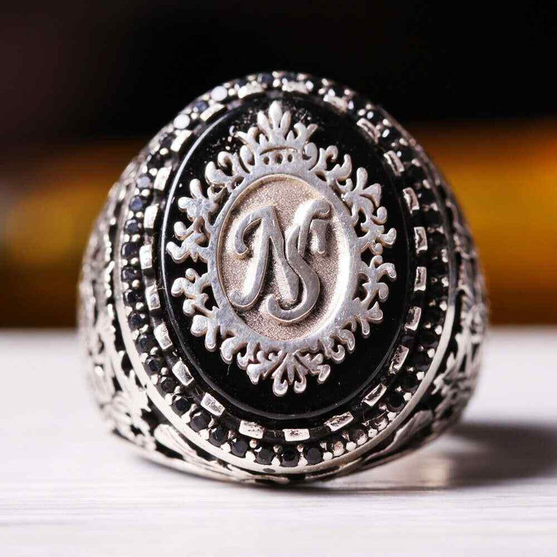 Customizable Special Logo Onyx Stone 925 Sterling Silver Mens Ring silverbazaaristanbul 