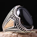 Dot 925 Sterling Silver Special Black Onyx Stone Men Man Ring silverbazaaristanbul 