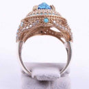 Drop Aquamarine Stone 925 Sterling Silver Women Lady Ring silverbazaaristanbul 
