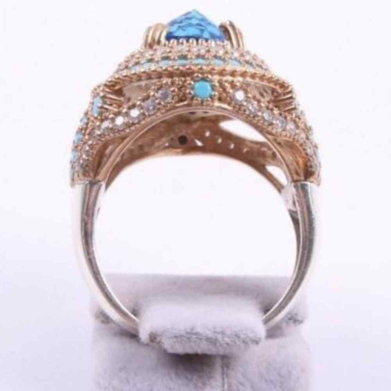 Drop Aquamarine Stone 925 Sterling Silver Women Lady Ring silverbazaaristanbul 