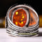 Eagle Style Orange Amber Stone Handmade 925 Sterling Silver Mens Ring silverbazaaristanbul 