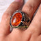 Eagle Style Orange Amber Stone Handmade 925 Sterling Silver Mens Ring silverbazaaristanbul 