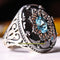 Elegant 925 Sterling Silver Onyx and Aquamarine Stone Mens Ring silverbazaaristanbul 