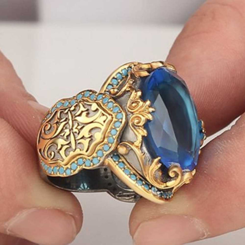 Elegant Design 925 Sterling Silver Aquamarine Mens Ring silverbazaaristanbul 