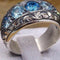 Elegant Multi Aquamarine Stone 925 Sterling Silver Mens Ring silverbazaaristanbul 