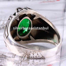 Emerald Stone Jewelry Handmade 925 Sterling Silver Men Ring silverbazaaristanbul 