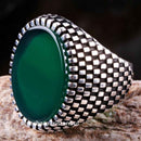 Emerald Stone Jewelry Handmade 925 Sterling Silver Men Ring silverbazaaristanbul 
