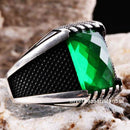 Emerald Stone Jewelry Handmade 925 Sterling Silver Men Ring silverbazaaristanbul 